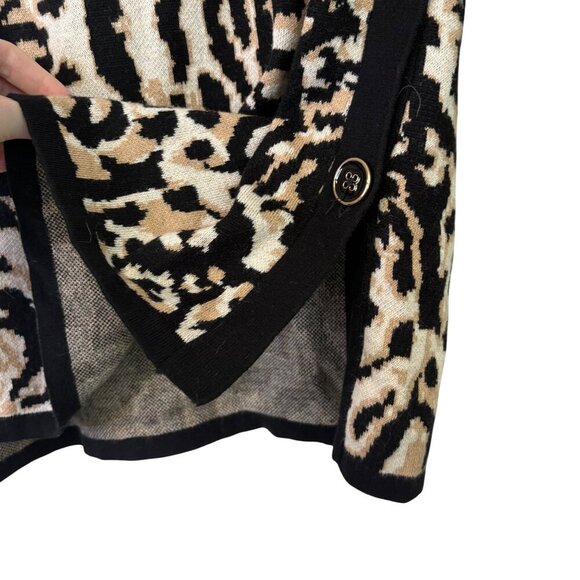 Chicos Animal Print Mock Neck Cashmere Blend Tunic Sweater With Side Buttons Siz - Picture 10 of 14